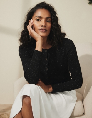 Image of Cotton-Rich Sparkle Cardigan