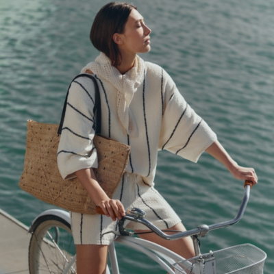Cotton Rich Stripe Boucle Knitted Shorts