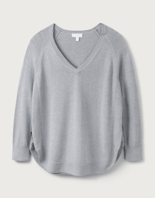 Cotton-Rich Zip-Side Jumper | Clothing Sale | The White Company UK
