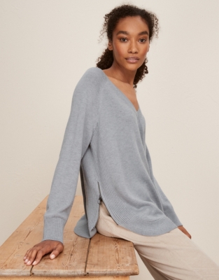 Cotton-Rich Zip-Side Jumper | Clothing Sale | The White Company UK