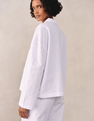 Cotton Seersucker Drop Shoulder Pajama Set
