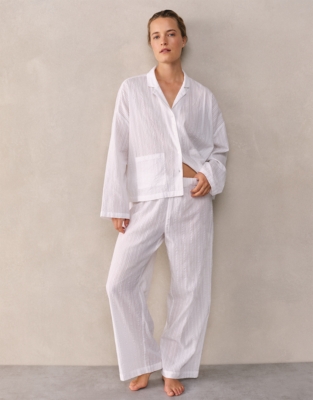Cotton Seersucker Drop Shoulder Pyjama Set
