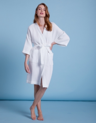 Cotton Short Lightweight Waffle Robe