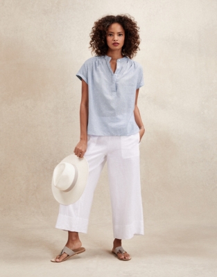 Cotton Short Sleeve Stripe Shirt | Shirts & Blouses | The White Company UK