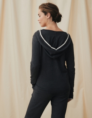 CottonSilk Contrast Tipped Hoodie Clothing Sale The White Company UK