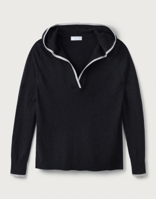 CottonSilk Contrast Tipped Hoodie Clothing Sale The White Company UK