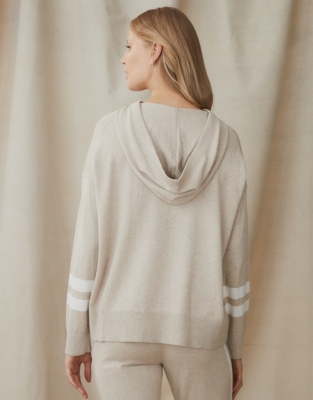 CottonSilk Tipped Hoodie Clothing Sale The White Company UK