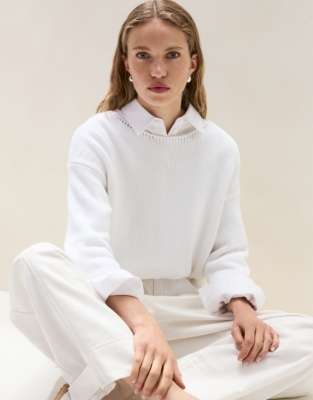 Cotton Slash Neck Jumper