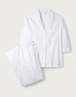 Cotton Sparkle Stripe Pyjama Set | New In Nightwear | The White Company UK