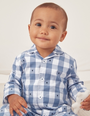 Cotton Star Gingham Sleepsuit (0–24mths)