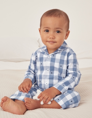 Cotton Star Gingham Sleepsuit (0–24mths)