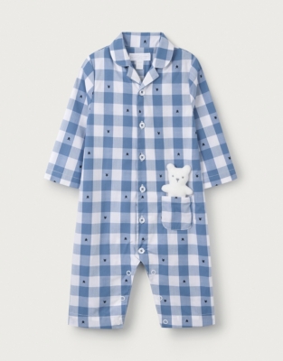 Cotton Star Gingham Sleepsuit (0–24mths)