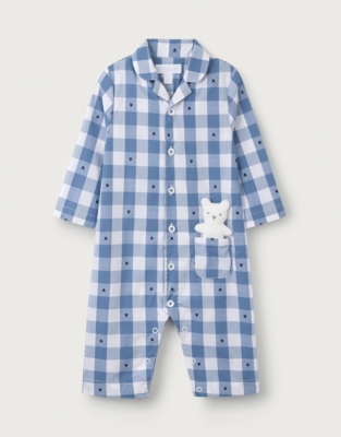 Cotton Star Gingham Sleepsuit (0–24mths)