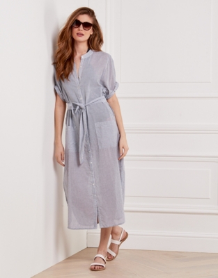 Cotton Stripe Beach Shirt Dress | All Clothing Sale | The White Company US