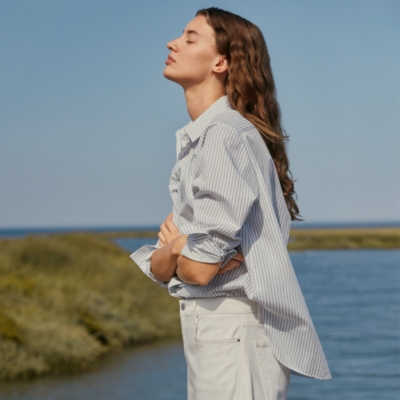 Cotton Stripe Boyfriend Shirt