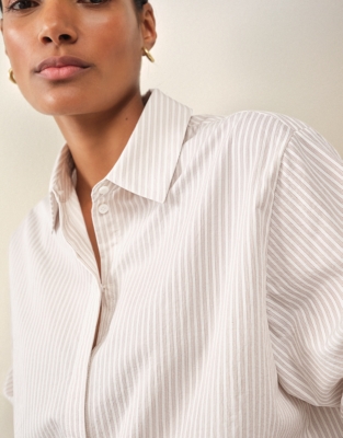 Cotton Stripe Boyfriend Shirt