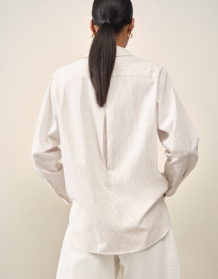 Cotton Stripe Boyfriend Shirt - Rosebud Pink