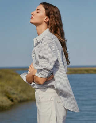 Cotton Stripe Boyfriend Shirt
