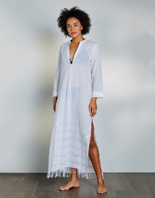 Cotton Stripe CoverUp Monochrome The White Company UK