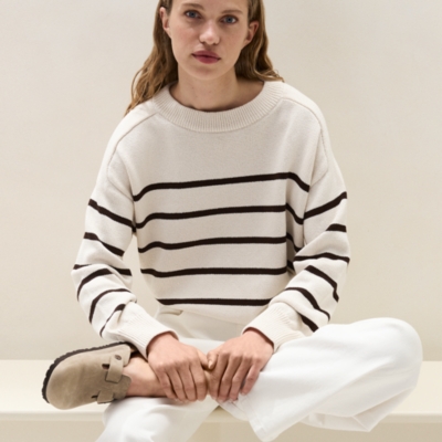 Cotton Stripe Curved Hem Jumper