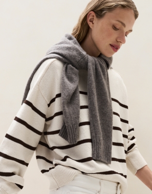 Cotton Stripe Curved Hem Jumper