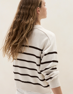 Cotton Stripe Curved Hem Jumper