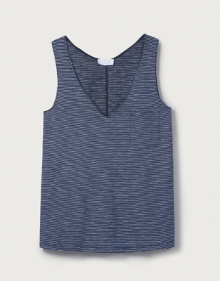 Cotton Stripe Double V-Neck Vest | Clothing Sale | The White Company UK