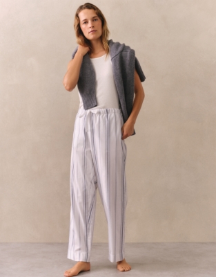 Cotton Stripe Relaxed Pull On Pyjama Trousers