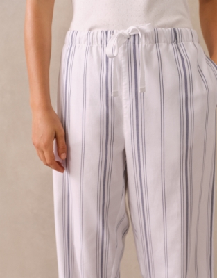 Cotton Stripe Relaxed Pull On Pyjama Trousers