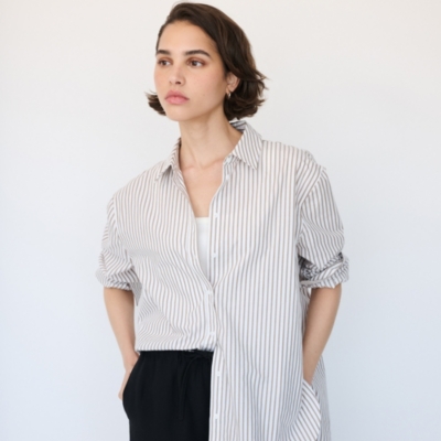 Cotton Striped Boyfriend Shirt