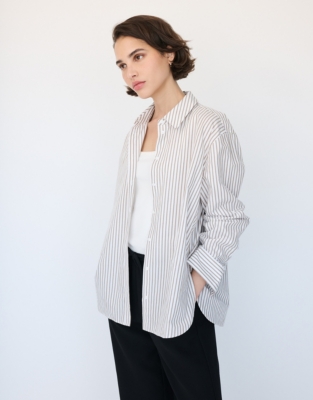 Cotton Striped Boyfriend Shirt