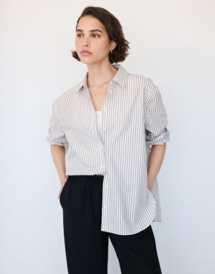 Cotton Striped Boyfriend Shirt