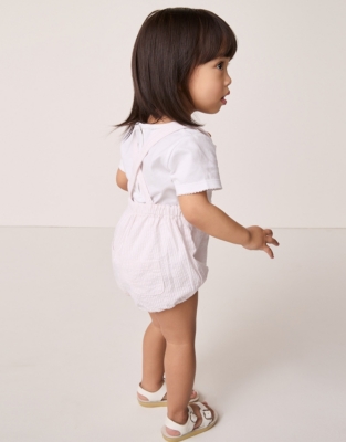 Cotton Striped Seersucker Bubble Romper & T-Shirt Set (0–24mths)