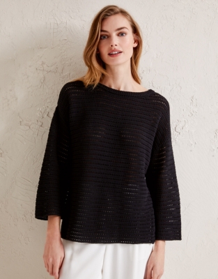 Cotton Textured Boxy Jumper | Clothing Sale | The White Company UK