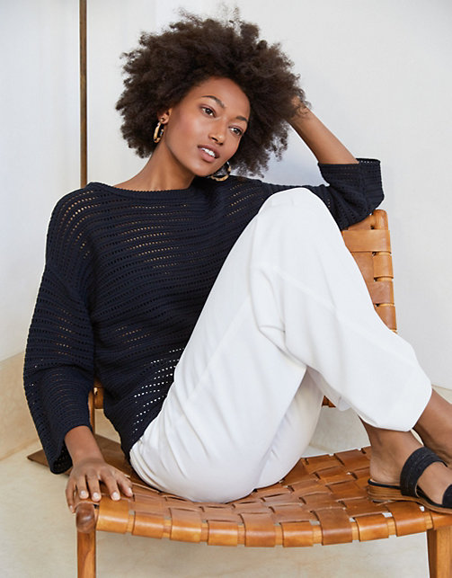 Cotton Textured Boxy Jumper | Clothing Sale | The White Company UK