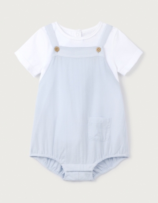 Cotton Textured Bubble Romper & T-Shirt Set (0–18mths)