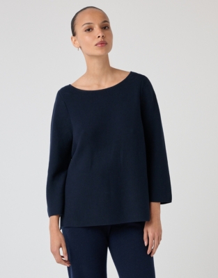 Cotton Textured Stitch Button Back Jumper