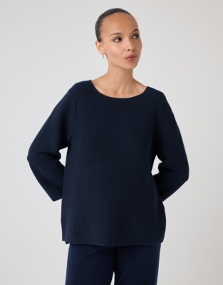 Cotton Textured Stitch Button Back Jumper