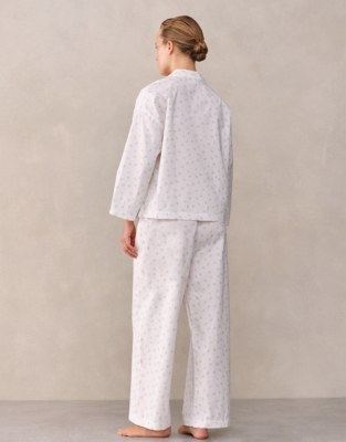 Cotton Tie Printed Drop Shoulder Pyjama Set
