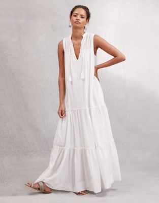 white layered maxi dress