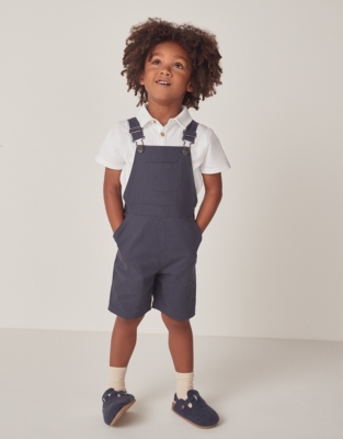 Cotton Twill Overalls & Polo Top Set (18mths–6yrs)
