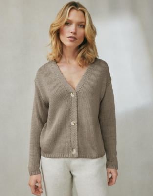 Cotton V Neck Cardigan View All Clothing The White Company UK