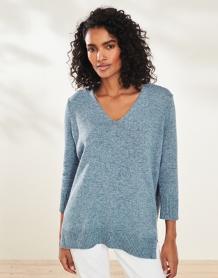 Cotton V-Neck Jumper | Jumpers & Cardigans | The White Company UK