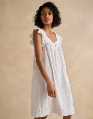 Cotton Vintage Floral Embroidered Nightgown