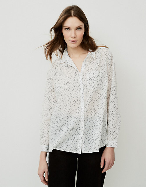 Cotton Voile Spot Print Shirt, | Tops & Blouses | The White Company US