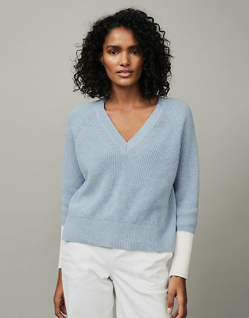 Cotton-Wool Colourblock V-Neck Jumper | Clothing Sale | The White ...