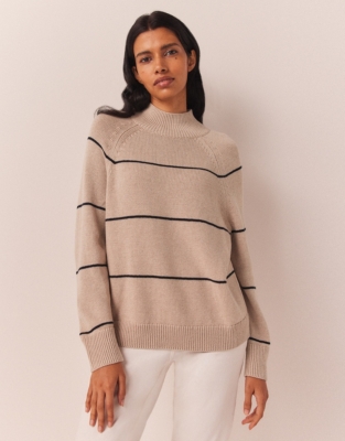 Cotton Wool Funnel Neck Stripe Jumper