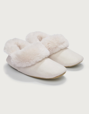 Fur store trimmed slippers