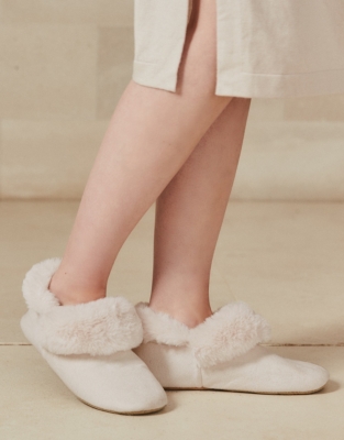 Cozy Faux Fur Trim Boot Slippers
