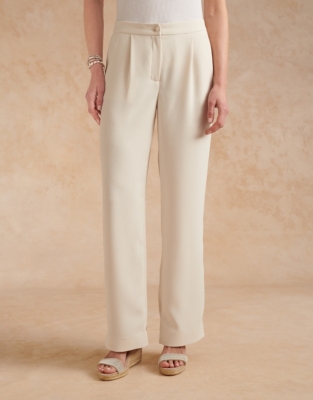 White crepe outlet wide leg trousers